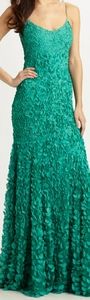 Theia Green Laser Cut Petal Gown